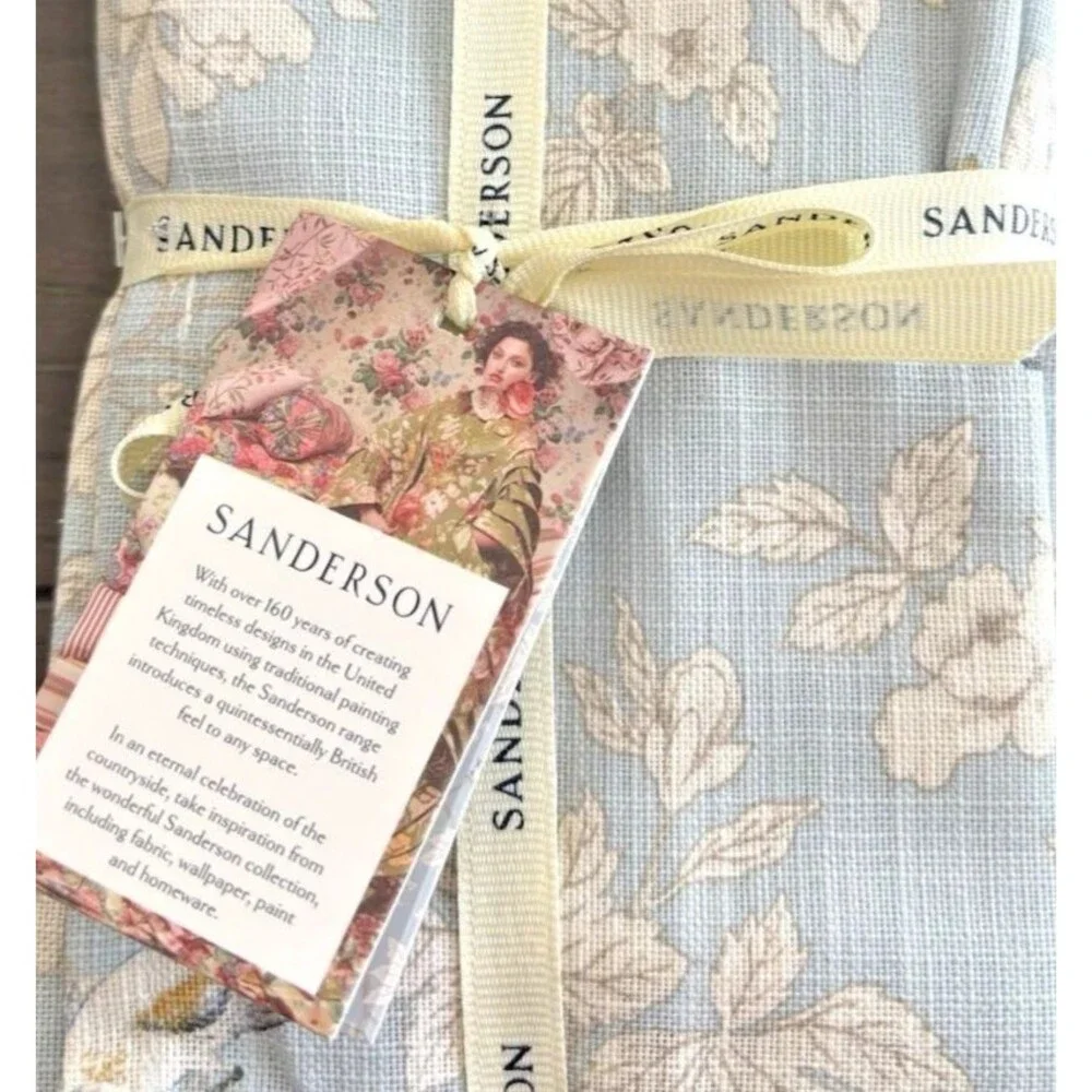Sanderson Fabric Napkins Blue Floral Chinoiserie 100% Cotton 20x20
